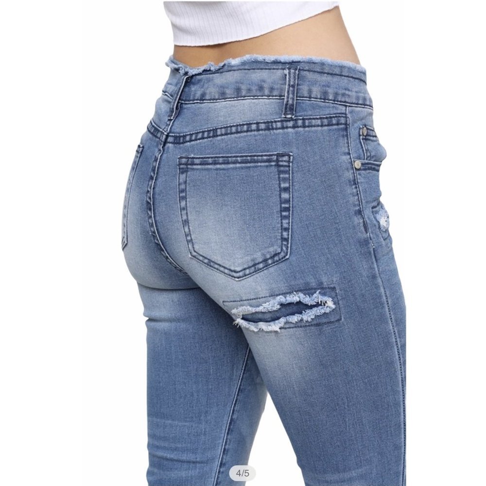 Almost Gone New Olive Distressed Patchwork Straig… - image 4